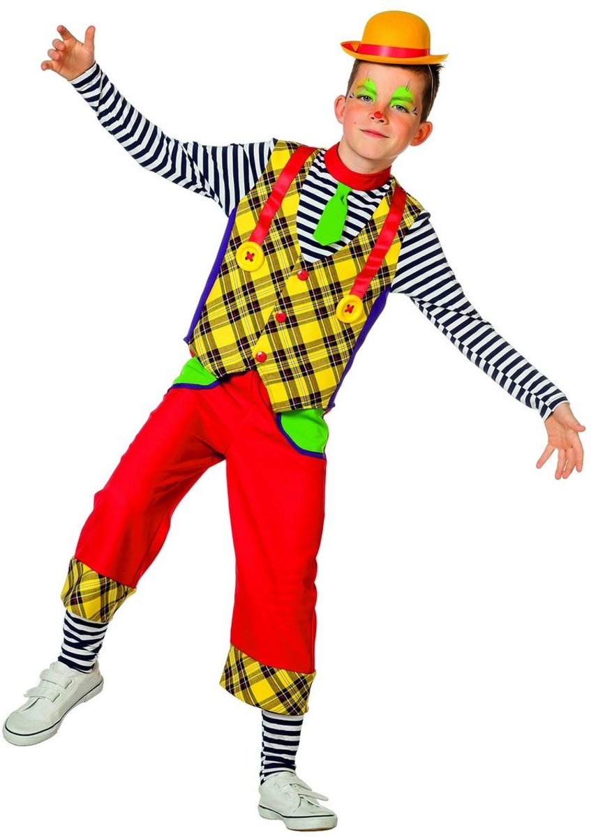 Clown & Nar Kostuum | Houten Klaas Clown | Jongen | Maat 92 | Carnaval kostuum | Verkleedkleding